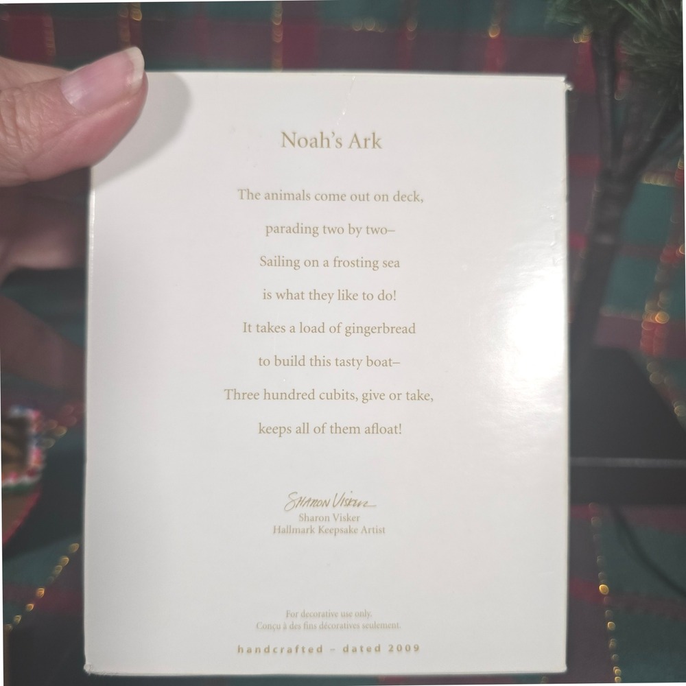 Hallmark Keepsake Noah's Ark Gingerbread Christmas Ornament 2009 Sharon Visker - Picture 6 of 9